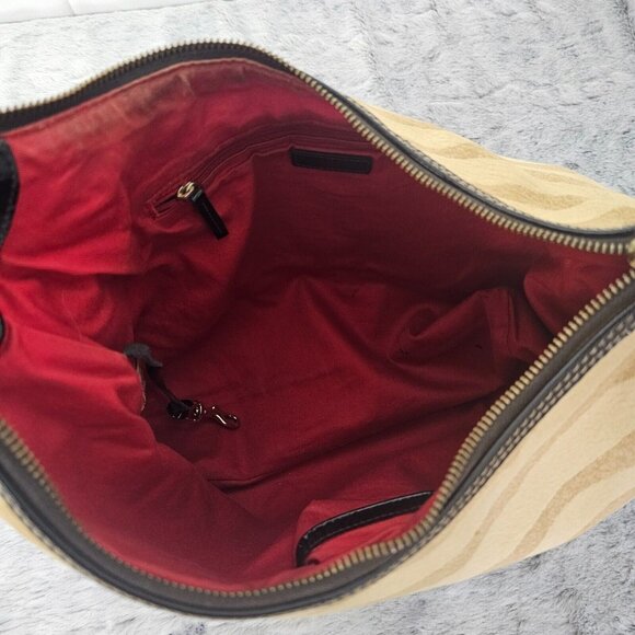 Dooney & Bourke Signature Jacquard Hand Bag Zebra Print Hobo Purse with Dust Bag - Picture 3 of 10